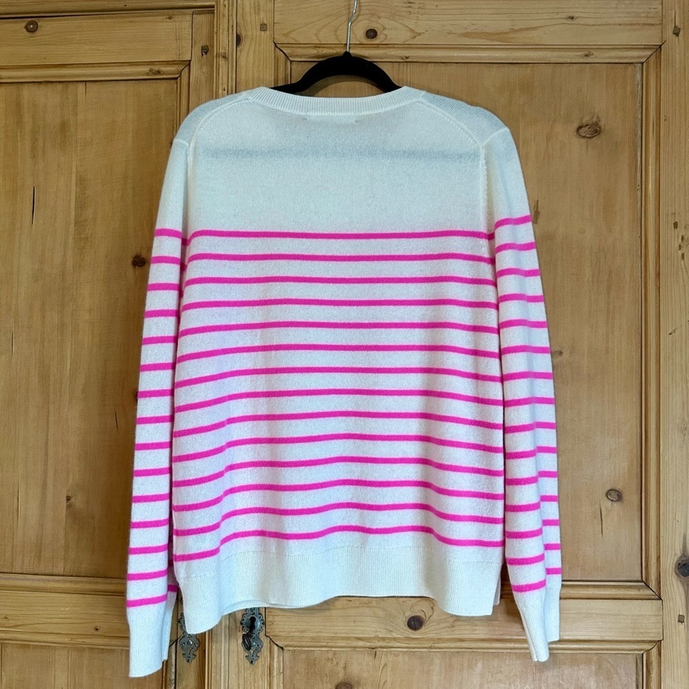 ANTONIO MELANI Women’s Cream and Pink Striped Cashmere Sweater Size XL - Picture 3 of 8
